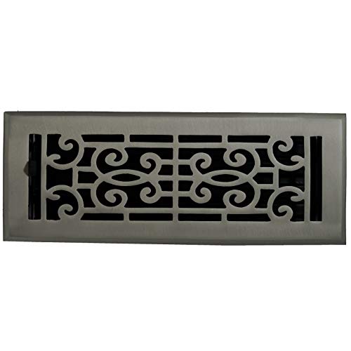 Cast Brass Baroque Vent Covers - Brushed Nickel