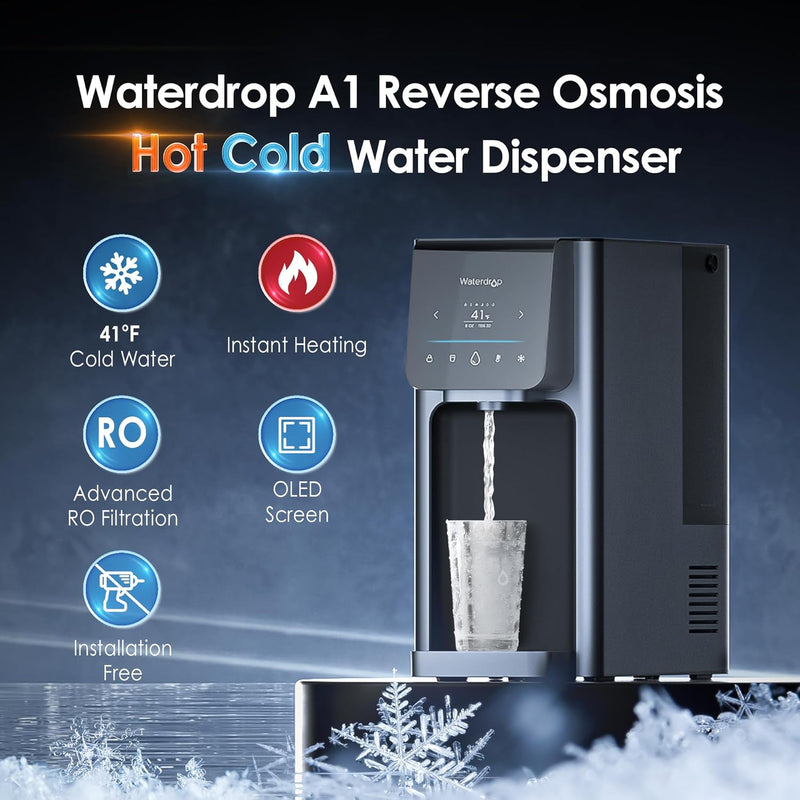 Waterdrop A1 Reverse Osmosis Hot Cold Water Dispenser with CF Replacement Filter Combo